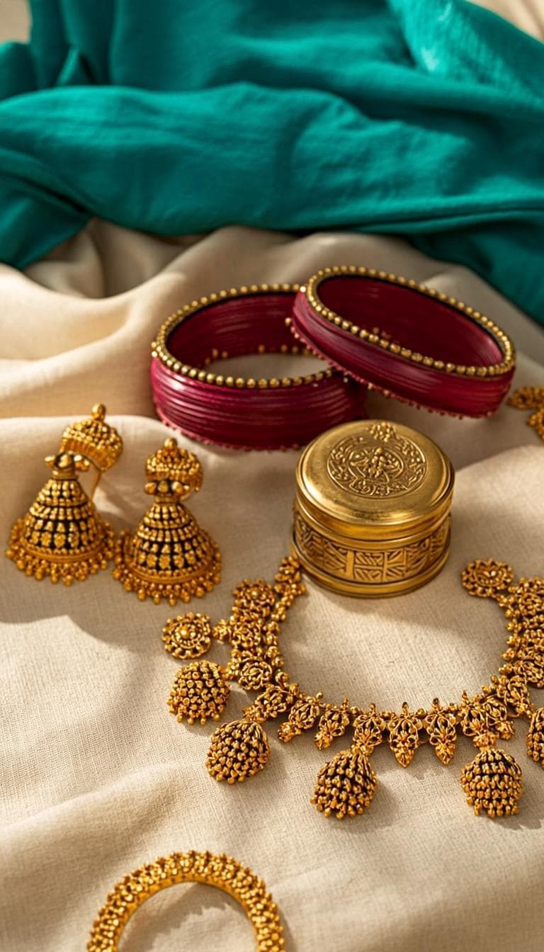 Bridal jewelry, henna and gold - the kit for the day.